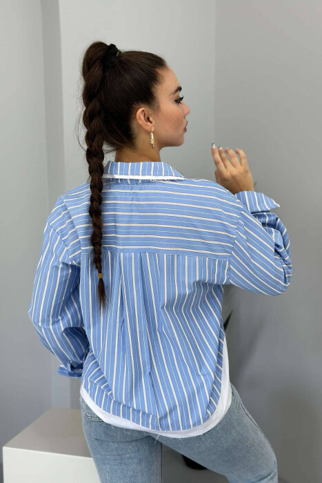 LINES POCKET WOMAN SHIRT LIGHTBLUE/BZ - 9