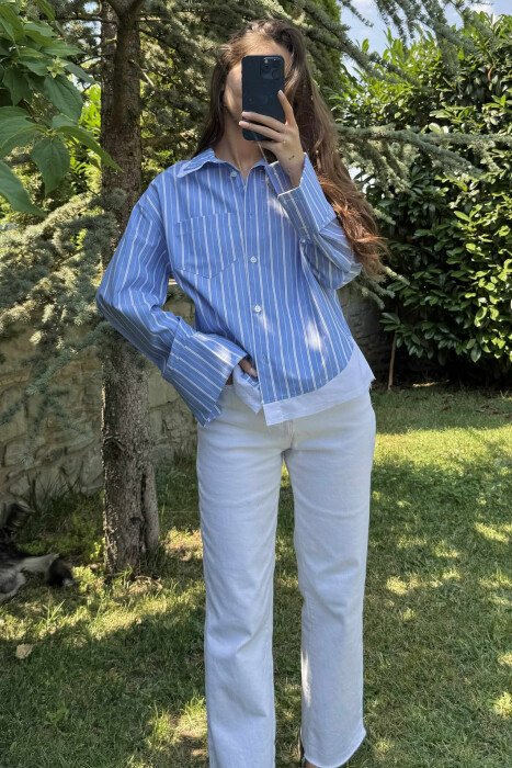 LINES POCKET WOMAN SHIRT LIGHTBLUE/BZ - 2