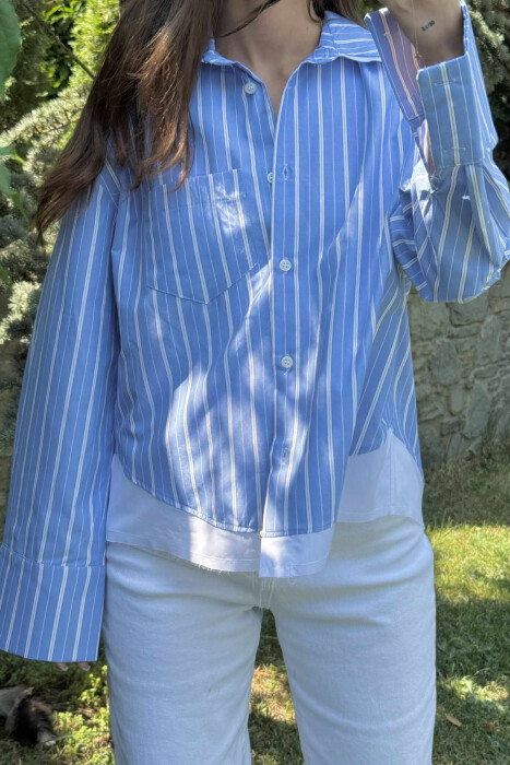 LINES POCKET WOMAN SHIRT LIGHTBLUE/BZ - 3