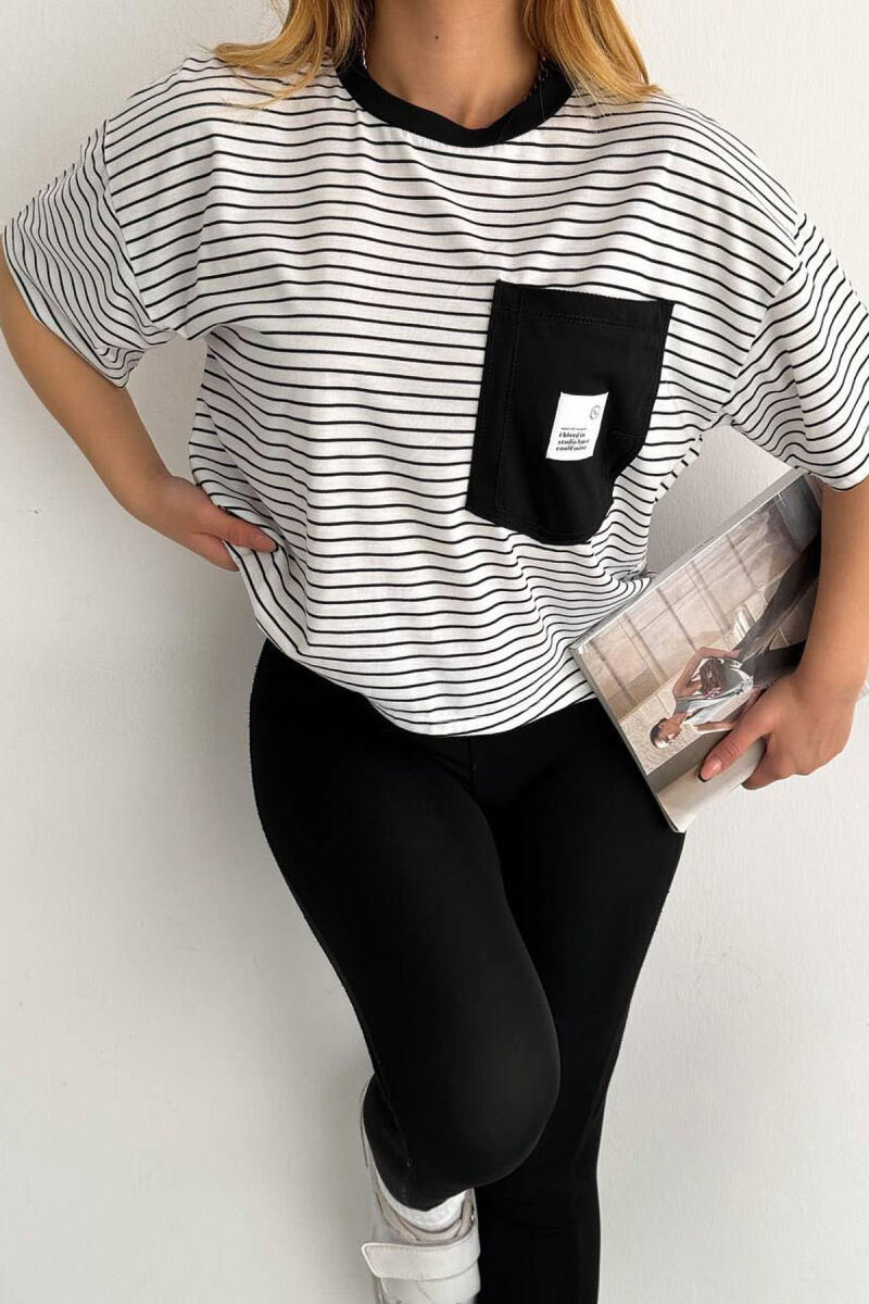 LINES POCKET WOMAN T-SHIRT WHITE-E BARDHE - 3