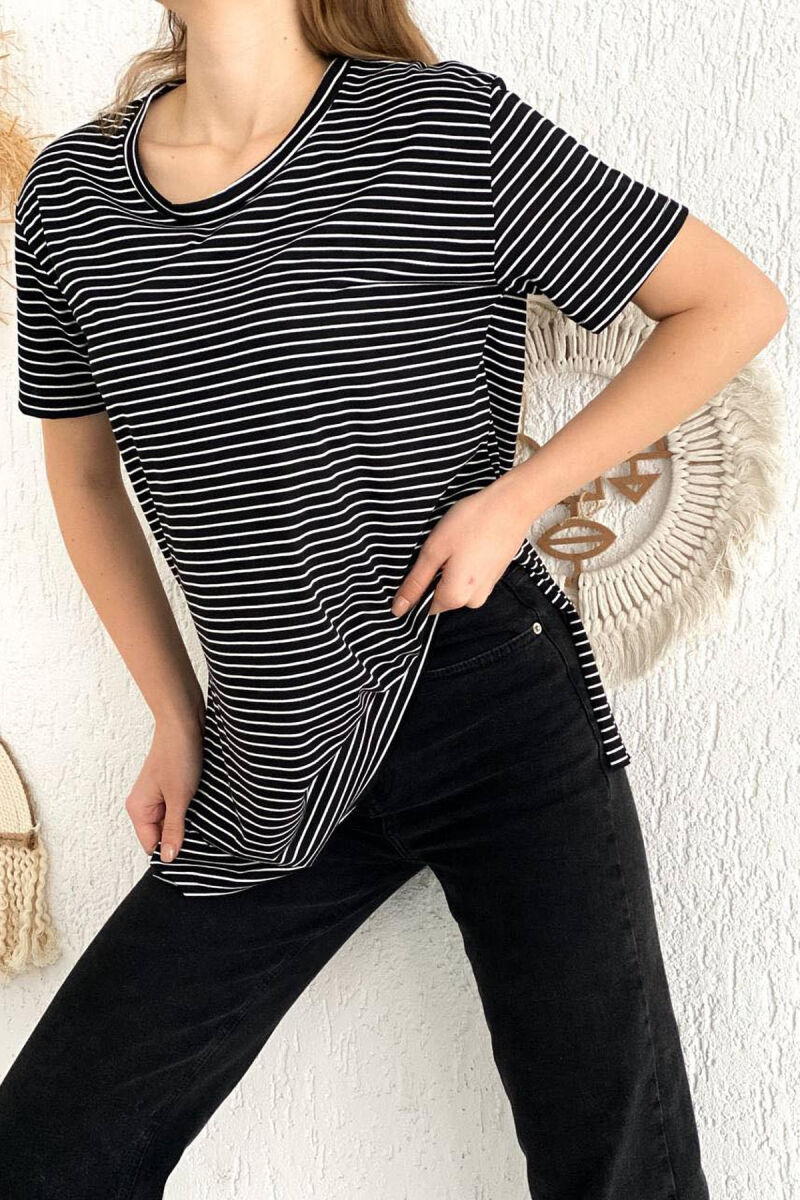 LINES ROUND NECK WOMAN T-SHIRT BLACK/ E ZEZE - 1