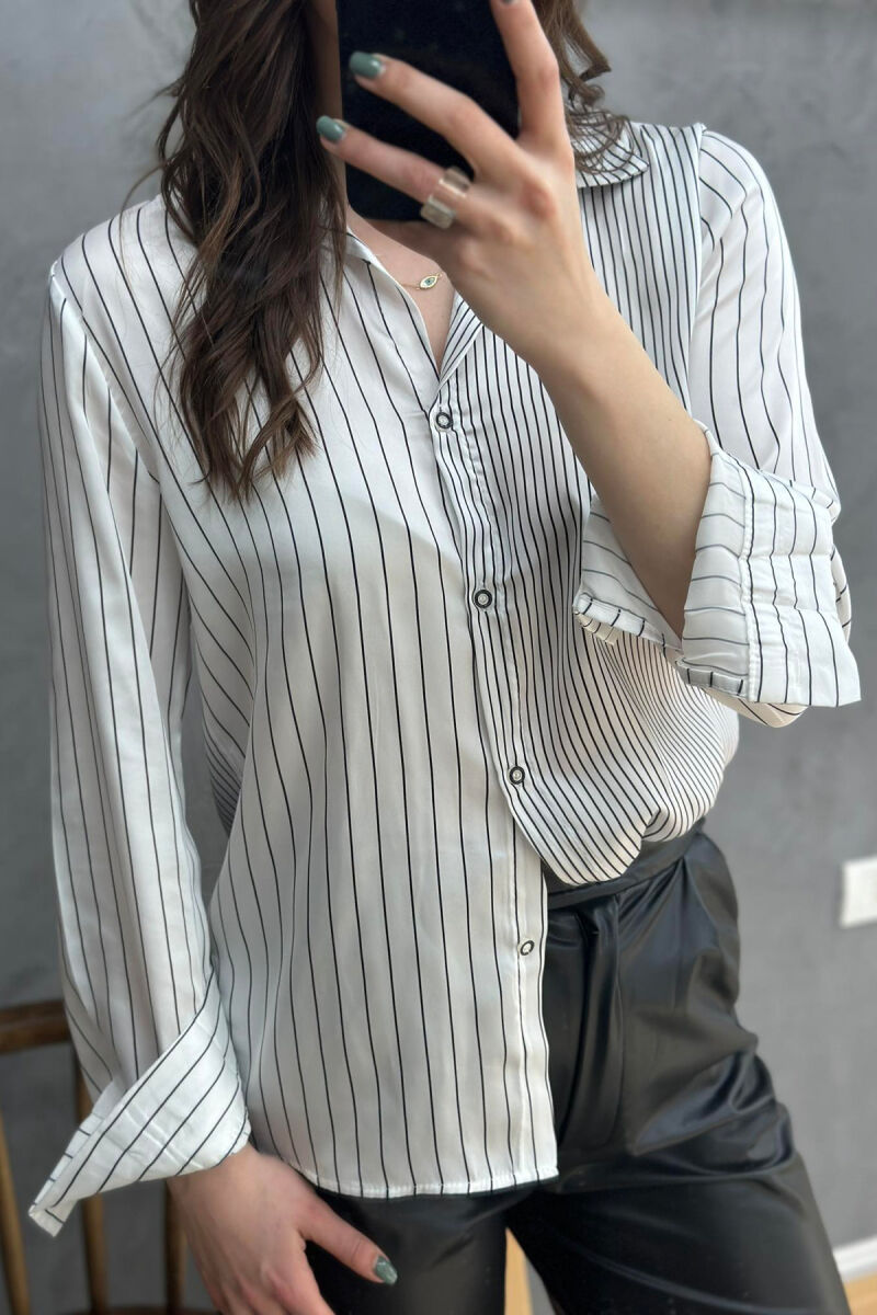 LINES SATEN WOMAN SHIRT WHITE-E BARDHE - 5