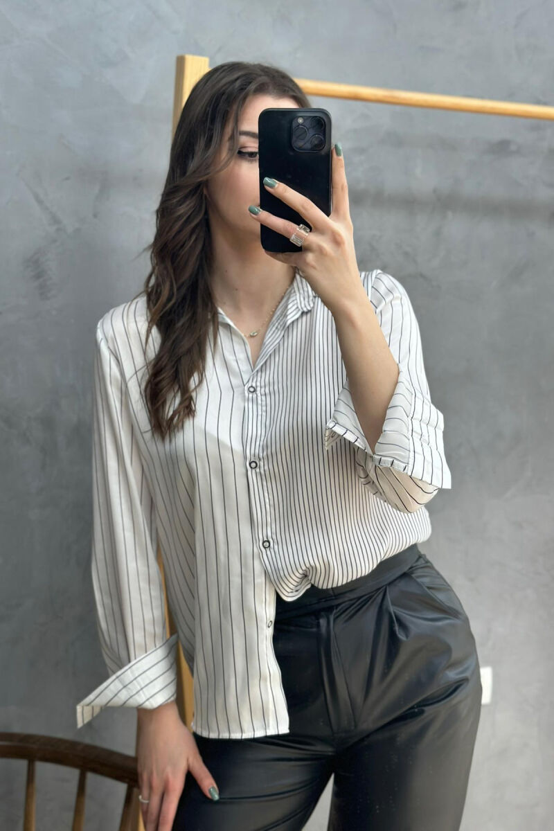 LINES SATEN WOMAN SHIRT WHITE-E BARDHE - 7