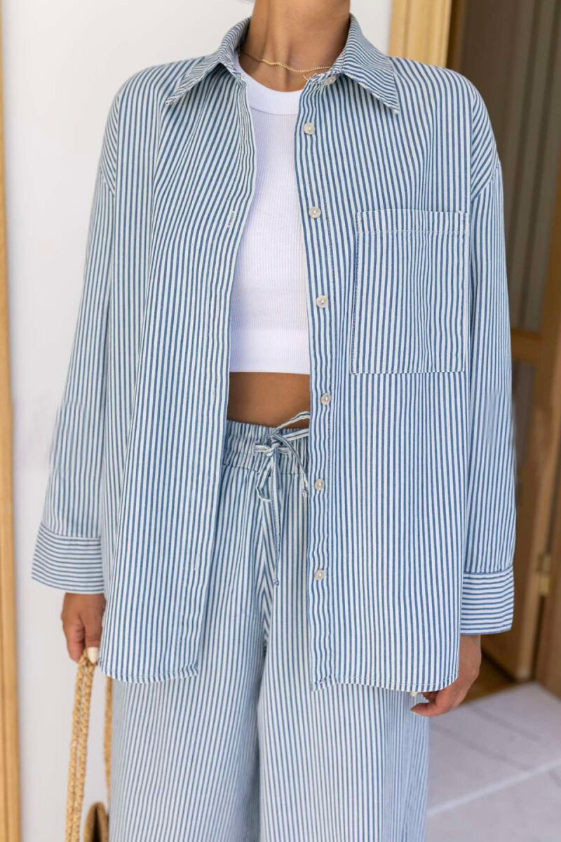 LINES SHIRT+TROUSERS WOMAN SET BLUE-WHITE/BLU-BARDHE - 2