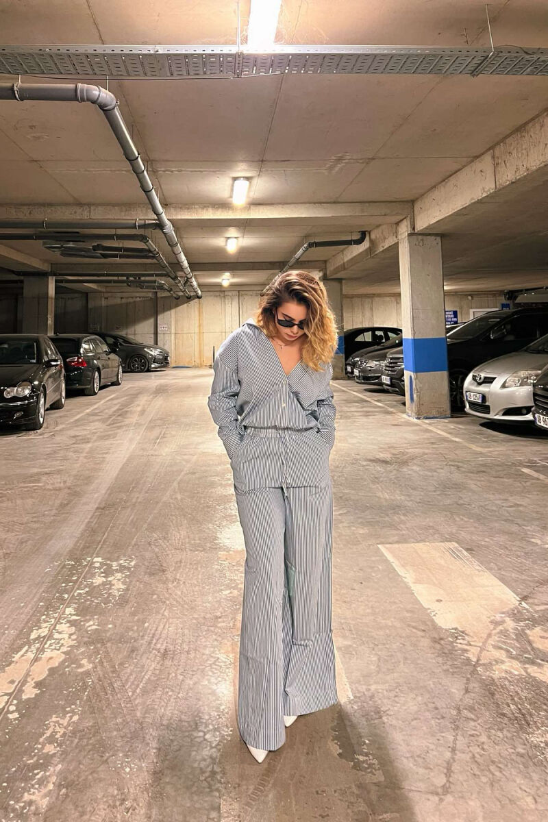 LINES SHIRT+TROUSERS WOMAN SET BLUE-WHITE/BLU-BARDHE - 4