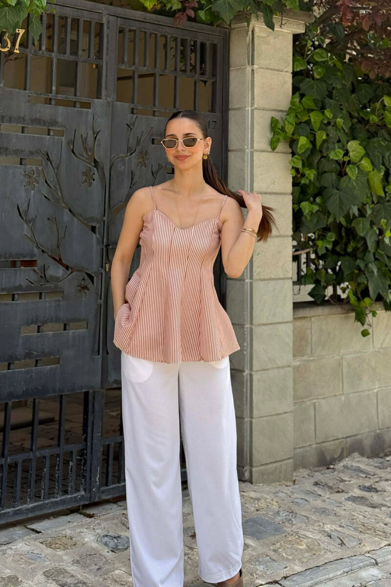 LINES SIMPLE WOMAN TANK TOP BEIGE/BEZHE - 2