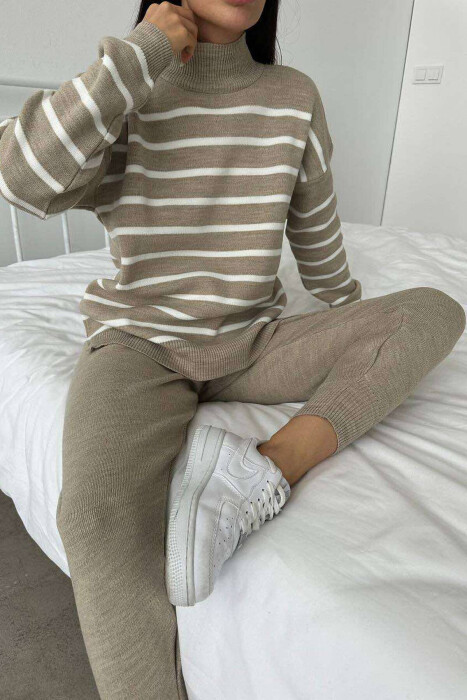 LINES TURTTLE NECK WOMAN SET BEIGE/BEZHE 