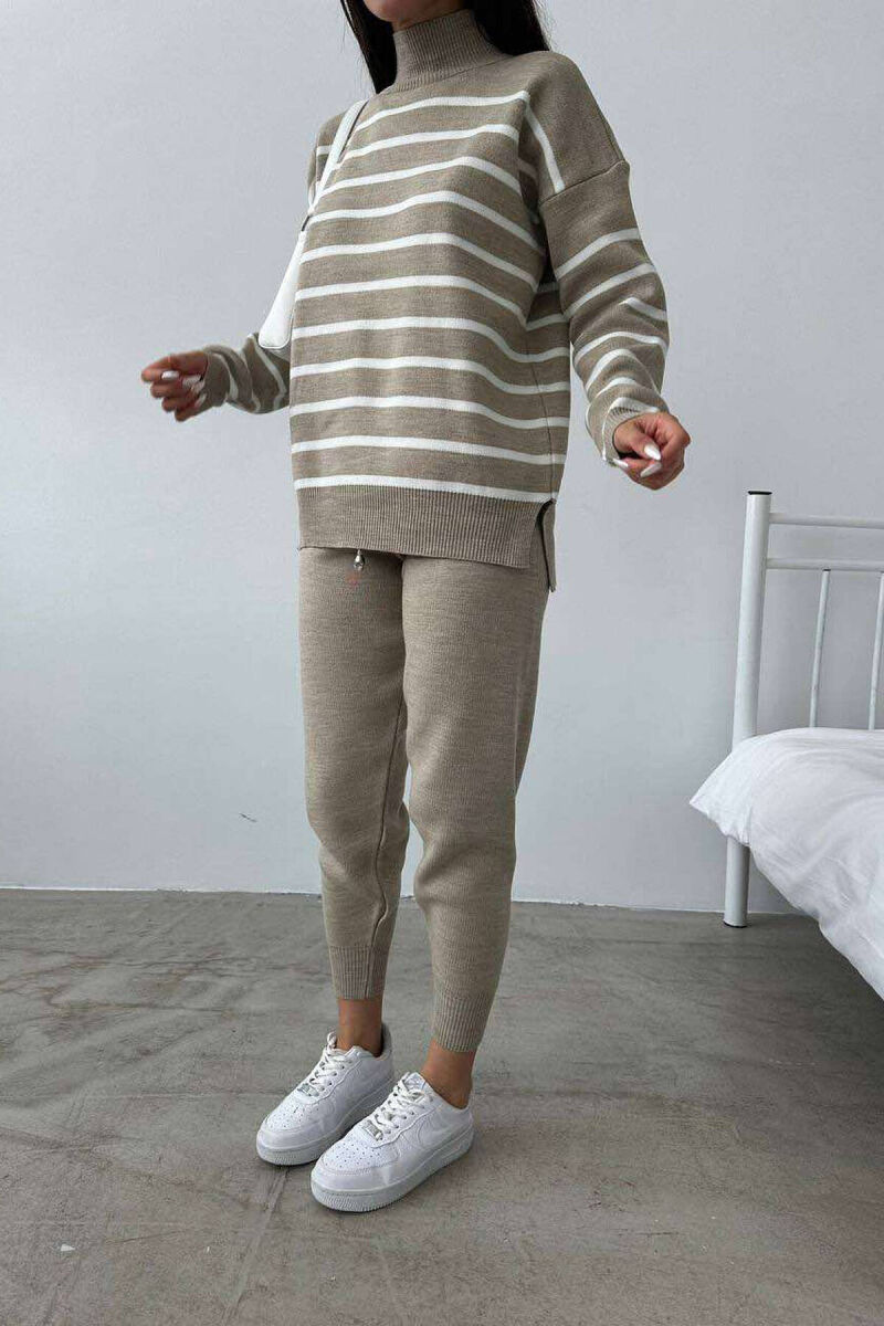 LINES TURTTLE NECK WOMAN SET BEIGE/BEZHE - 2