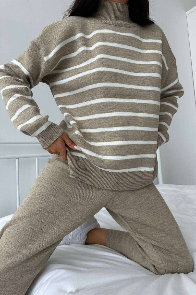 LINES TURTTLE NECK WOMAN SET BEIGE/BEZHE - 3