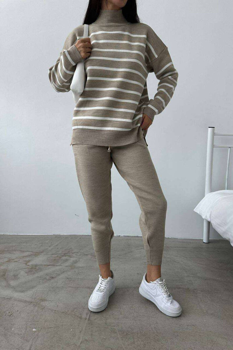 LINES TURTTLE NECK WOMAN SET BEIGE/BEZHE - 5