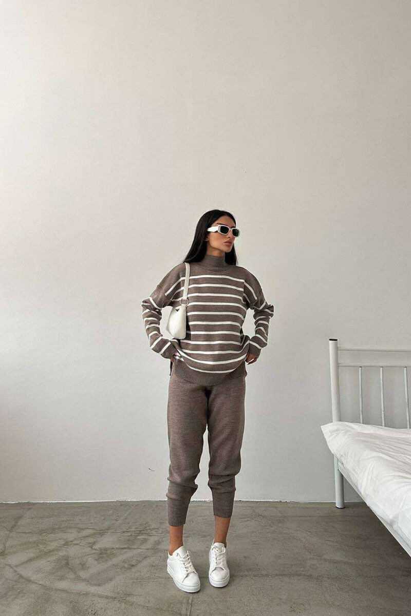 LINES TURTTLE NECK WOMAN SET DARK BEIGE/BEZHE ERRET - 1