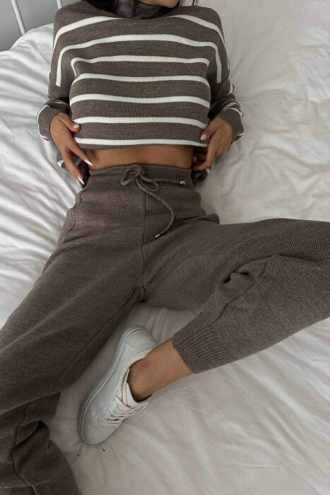 LINES TURTTLE NECK WOMAN SET DARK BEIGE/BEZHE ERRET - 6