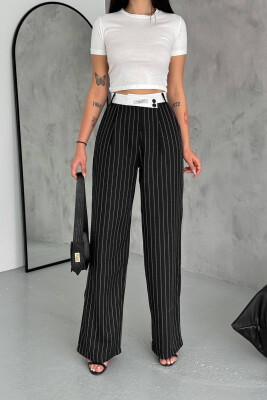 LINES WIDE LEG WOMAN TROUSERS BLACK/ E ZEZE 