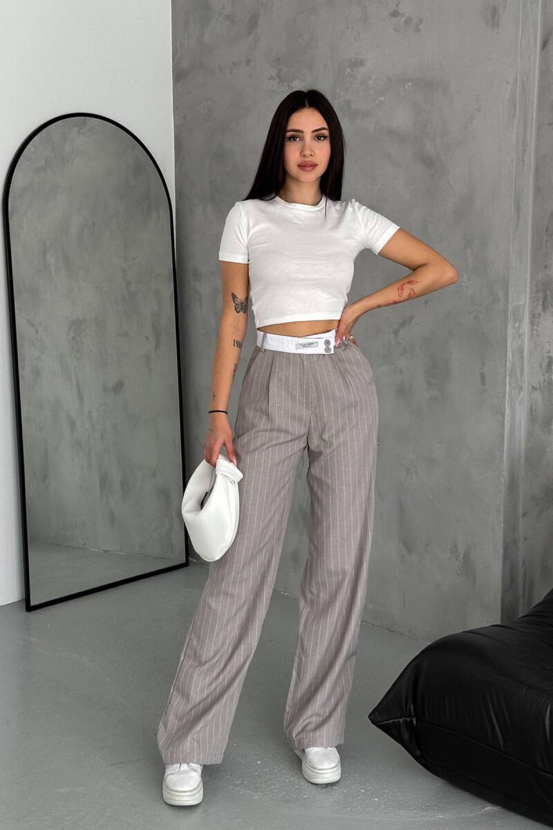 LINES WIDE LEG WOMAN TROUSERS GREY/GRI - 2