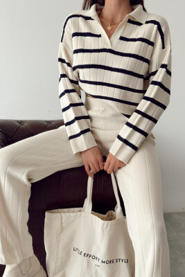 LINES WOMAN KNIT SET CREAM/KREM 