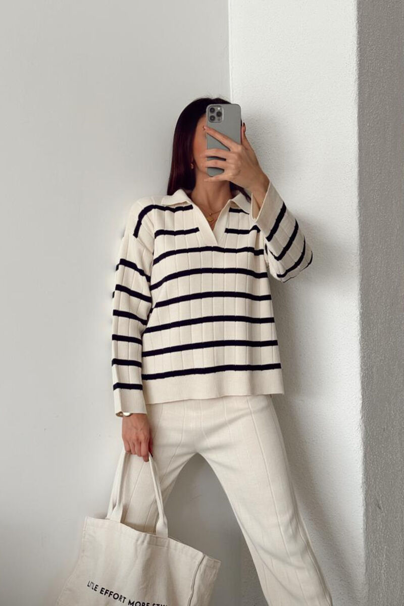 LINES WOMAN KNIT SET CREAM/KREM - 3