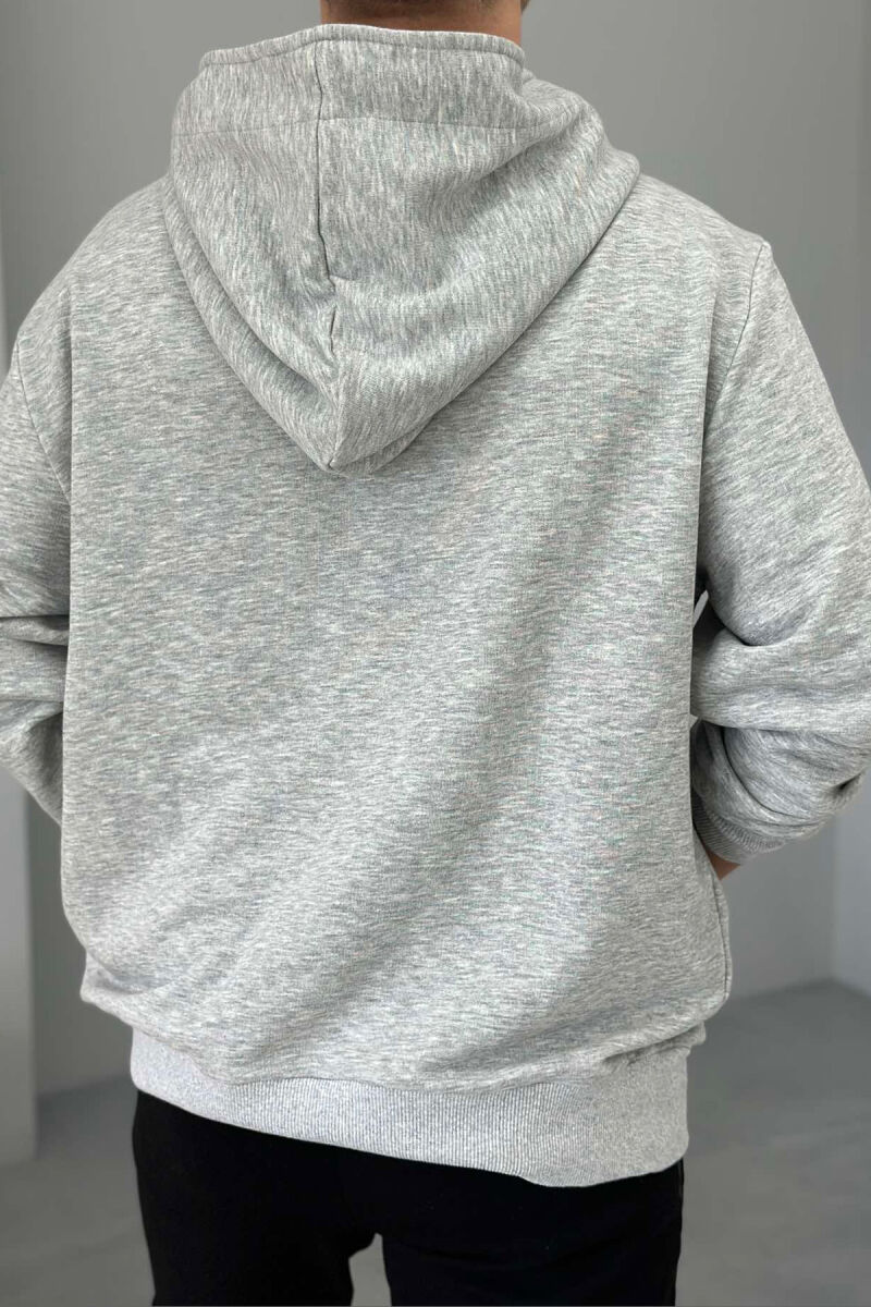 LION IMAGE COTTON MEN HOODIE LIGHT GREY/GZ - 4