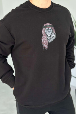 LION IMAGE COTTON MEN SWEATSHIRT BLACK/ E ZEZE 