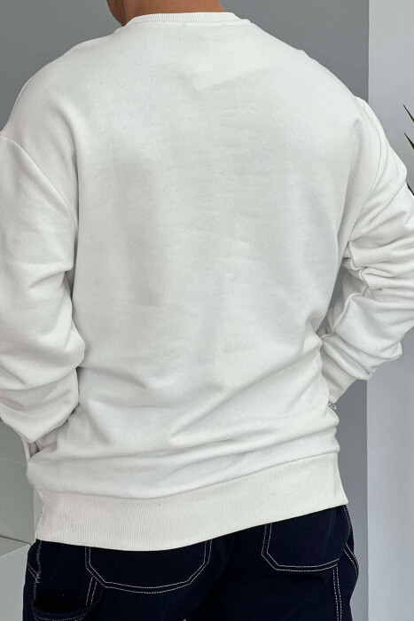 LION IMAGE COTTON MEN SWEATSHIRT WHITE-E BARDHE - 4