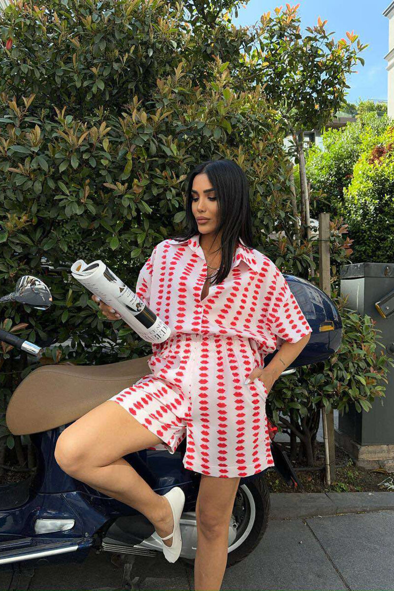 LIPS DESIGN SHIRT+SHORTS WOMEN SET MULTIPLE/SHNGJ - 2