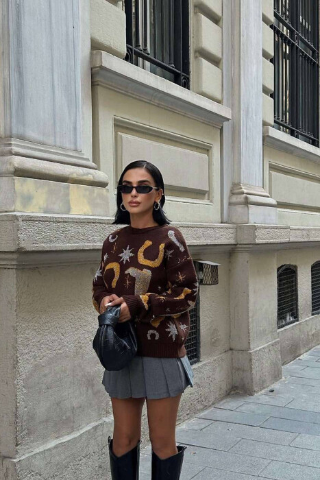 LITTLE DESIGHN WOMAN SWEATER BROWN/KAFE - KLAUDIO FASHION