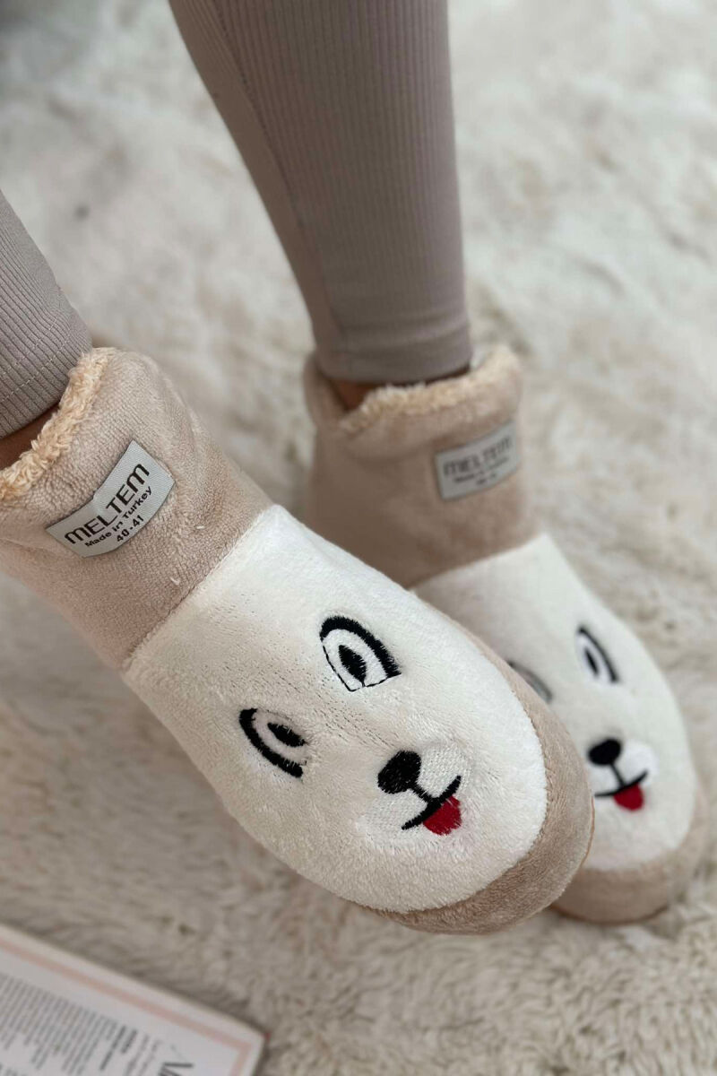 LITTLE DOG FACE WOMAN HOME SLIPPERS BEIGE/BEZHE - 3