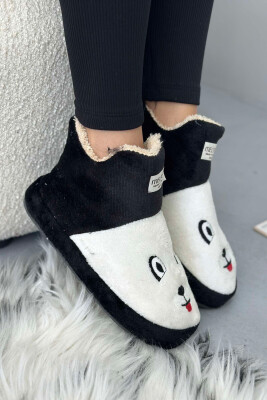 LITTLE DOG FACE WOMAN HOME SLIPPERS BLACK-WHITE/ZB 