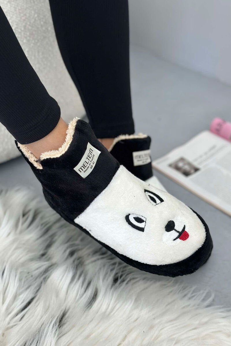 LITTLE DOG FACE WOMAN HOME SLIPPERS BLACK-WHITE/ZB - 4