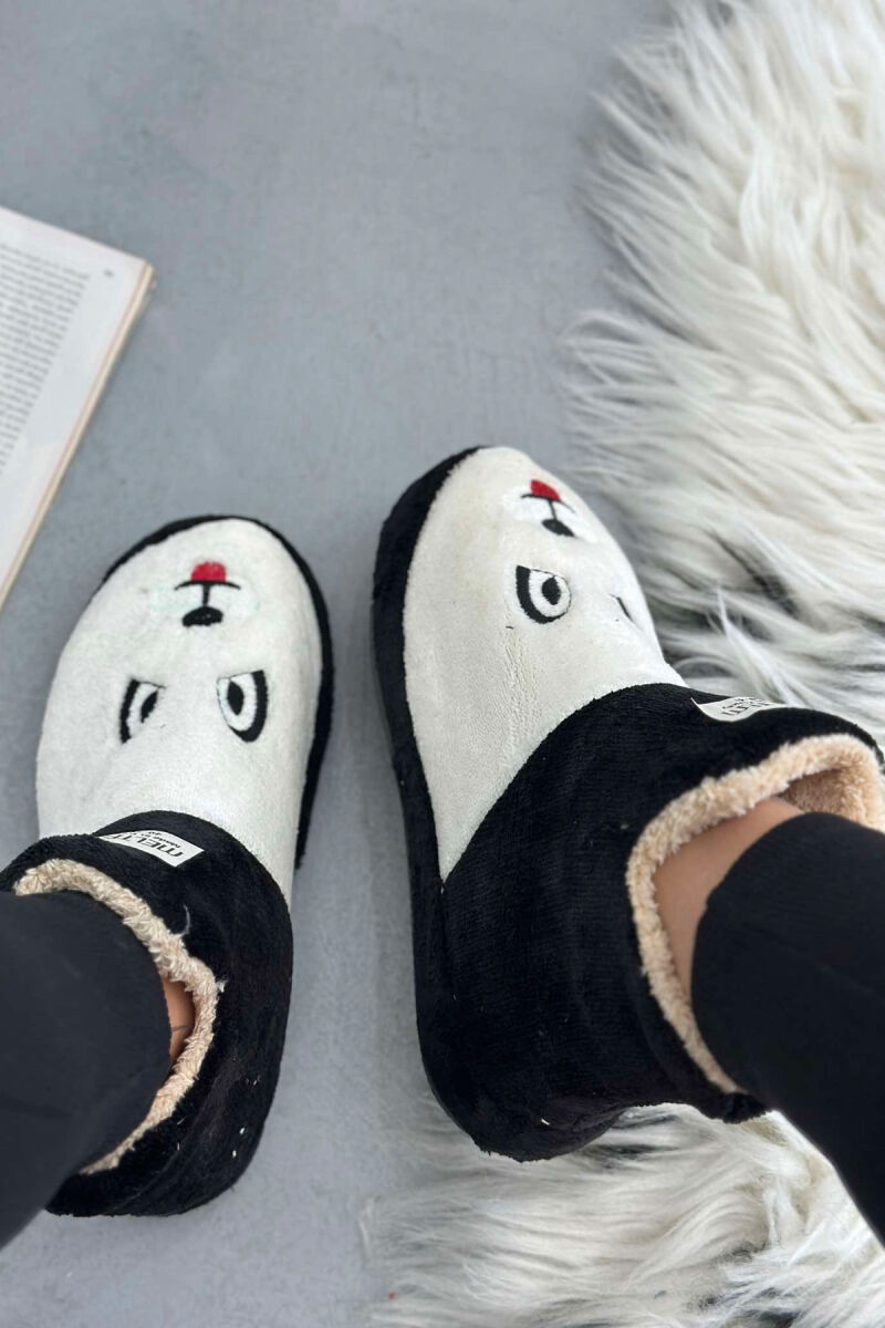 LITTLE DOG FACE WOMAN HOME SLIPPERS BLACK-WHITE/ZB - 5