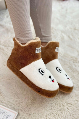 LITTLE DOG FACE WOMAN HOME SLIPPERS BROWN/KAFE 