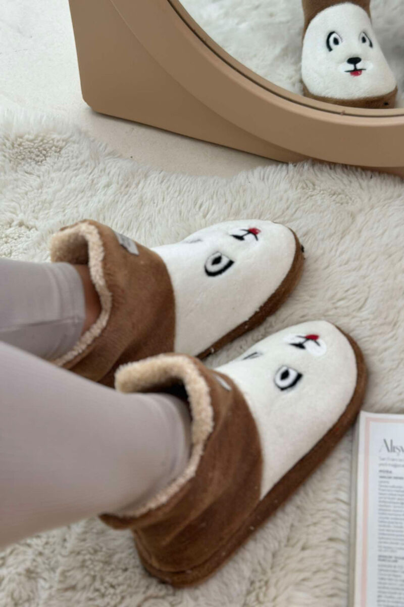 LITTLE DOG FACE WOMAN HOME SLIPPERS BROWN/KAFE - 3