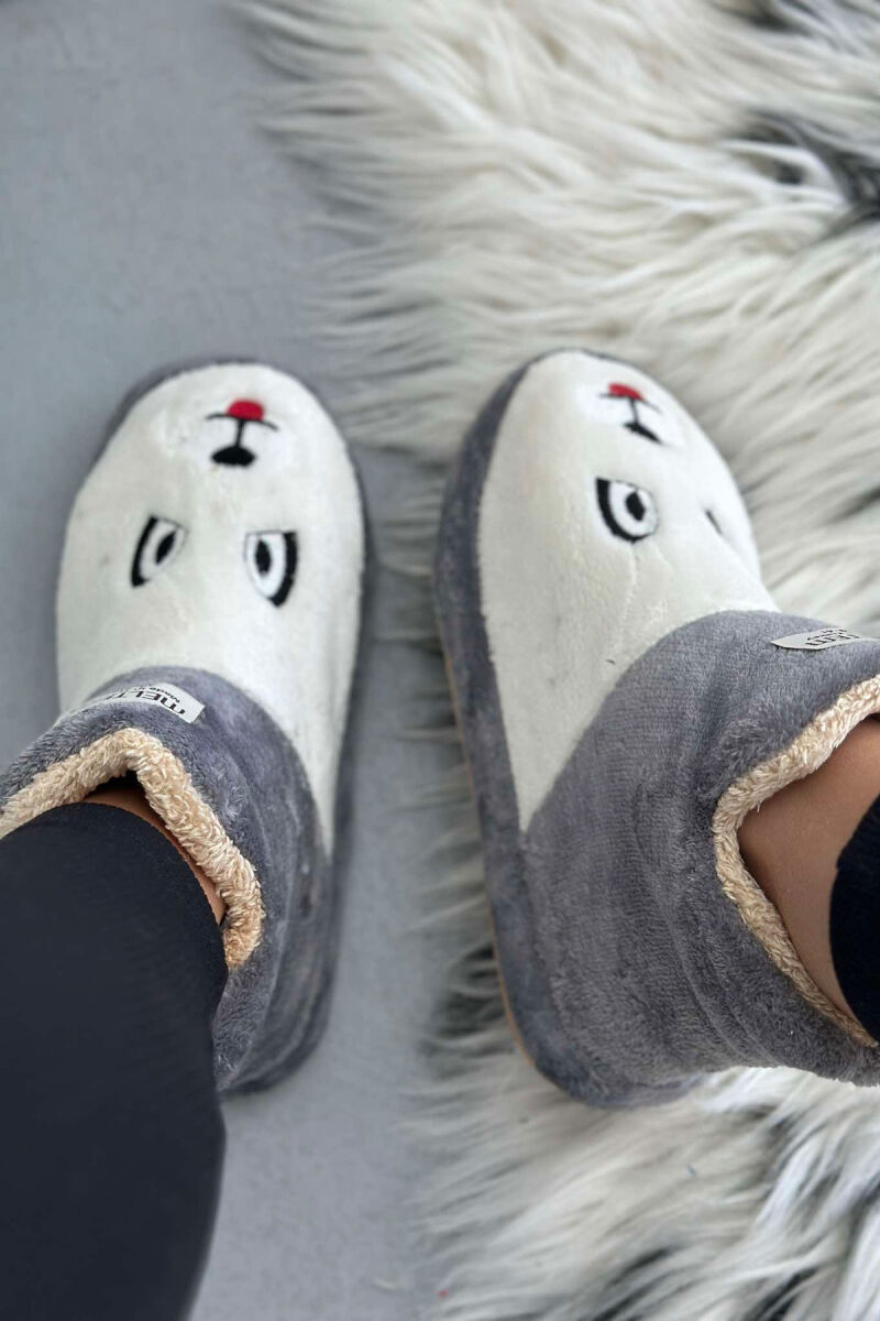 LITTLE DOG FACE WOMAN HOME SLIPPERS GREY/GRI - 3