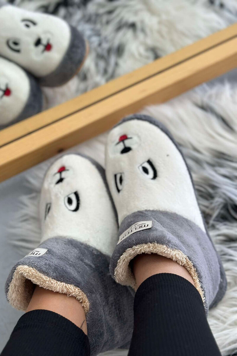 LITTLE DOG FACE WOMAN HOME SLIPPERS GREY/GRI - 5