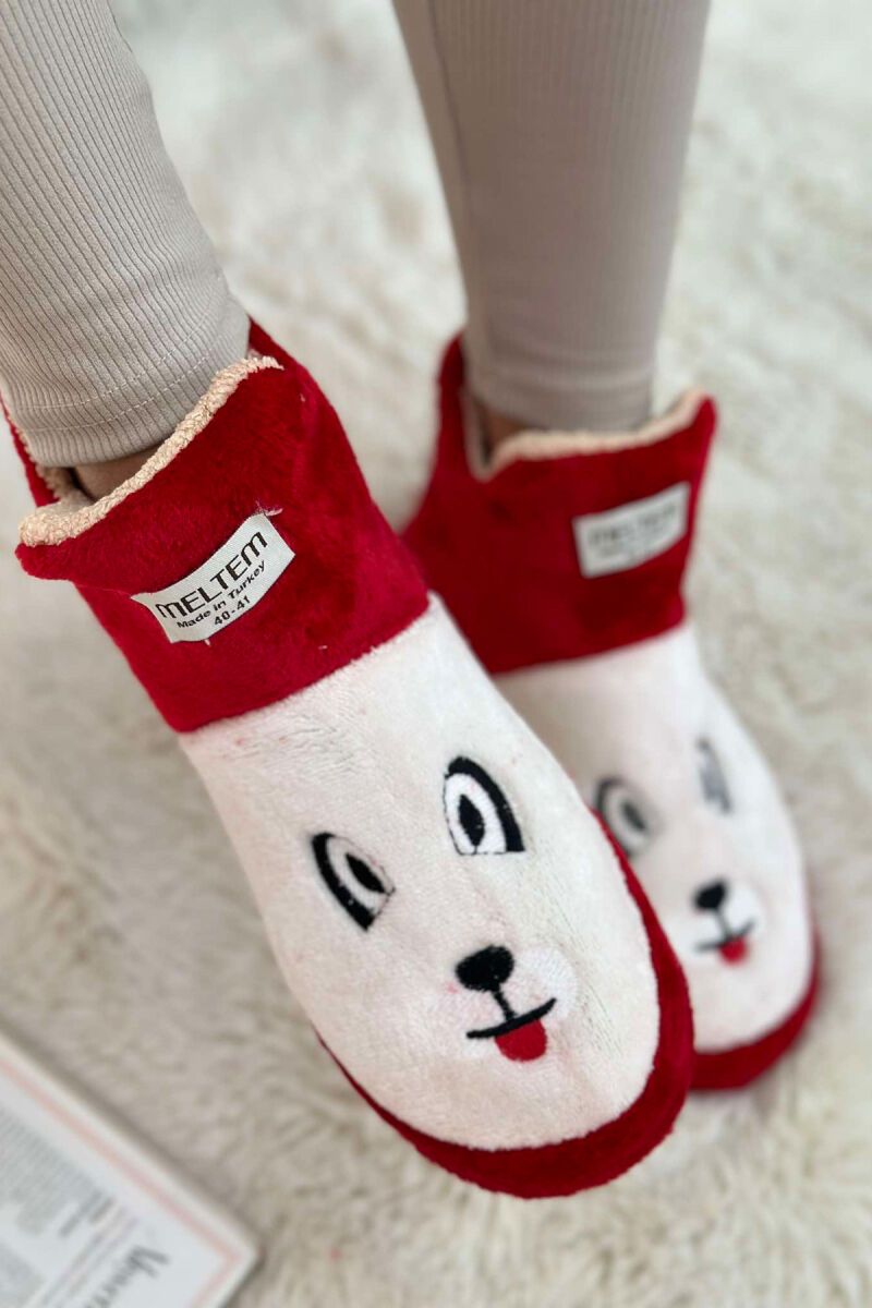 LITTLE DOG FACE WOMAN HOME SLIPPERS RED/E KUQE - 4