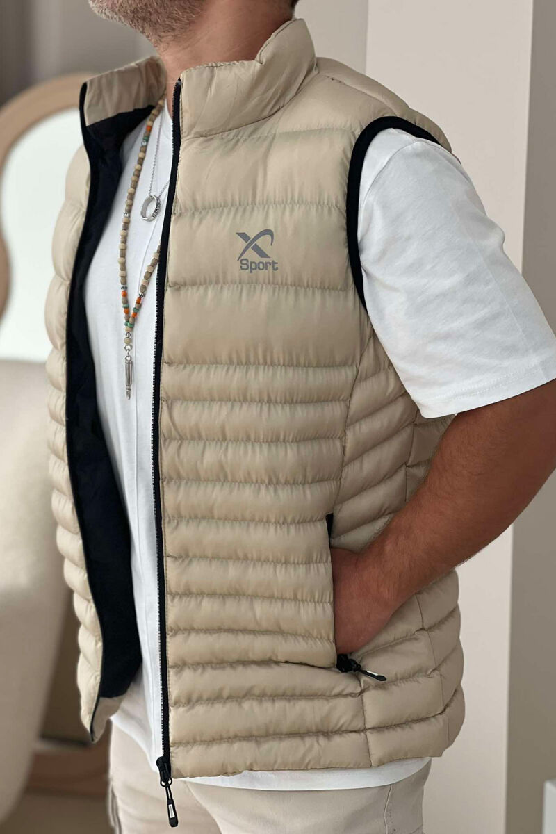 LITTLE STAMP ONE COLOR POCKET MEN VEST BEIGE/BEZHE - 3