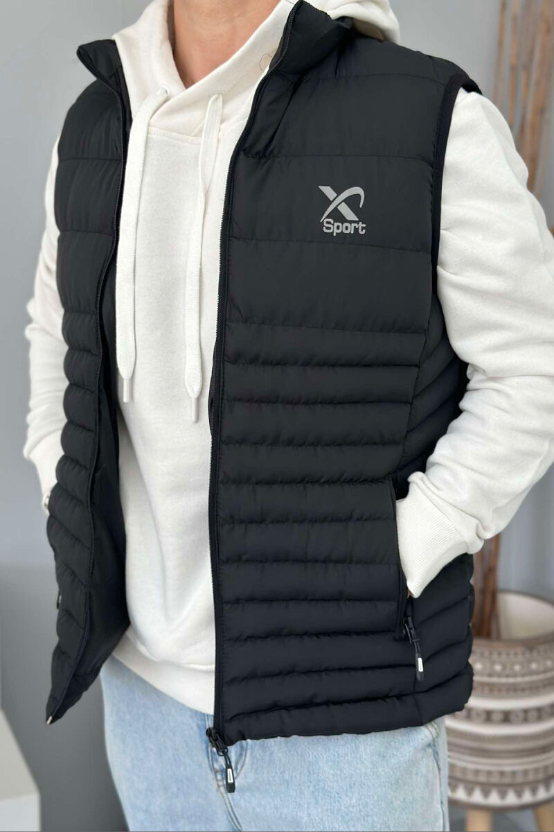 LITTLE STAMP ONE COLOR POCKET MEN VEST BLACK/ E ZEZE - 1