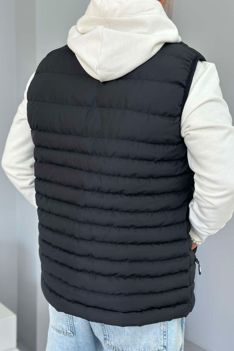 LITTLE STAMP ONE COLOR POCKET MEN VEST BLACK/ E ZEZE - 3