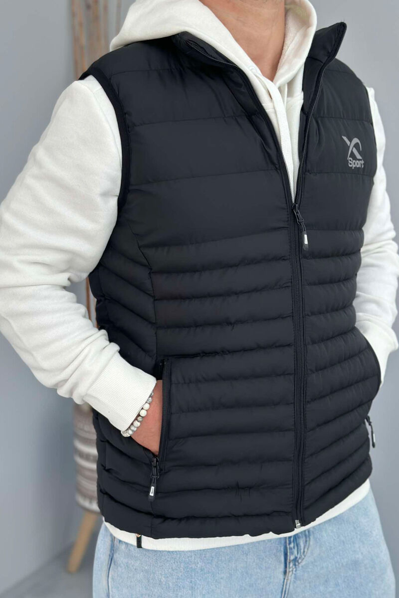 LITTLE STAMP ONE COLOR POCKET MEN VEST BLACK/ E ZEZE - 4