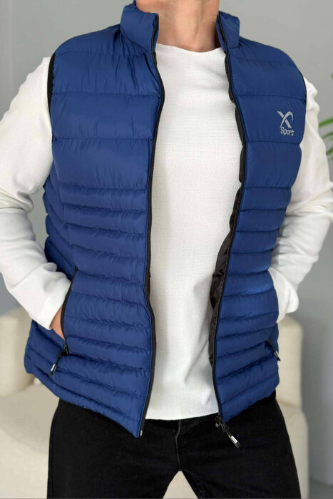 LITTLE STAMP ONE COLOR POCKET MEN VEST BLUE/BLU - 3