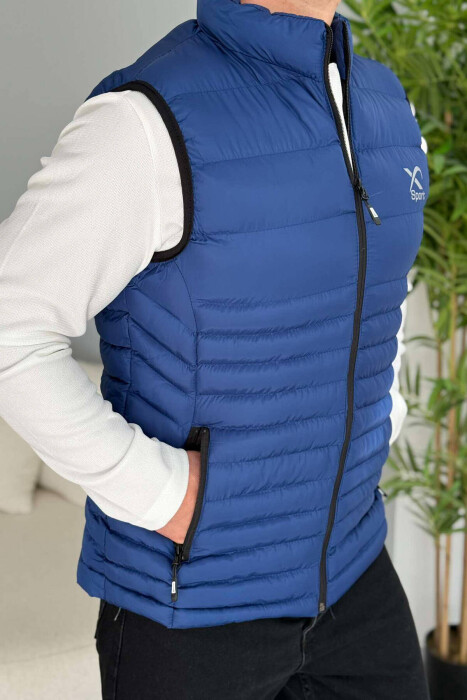 LITTLE STAMP ONE COLOR POCKET MEN VEST BLUE/BLU - 5