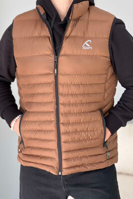 LITTLE STAMP ONE COLOR POCKET MEN VEST BROWN/KAFE 