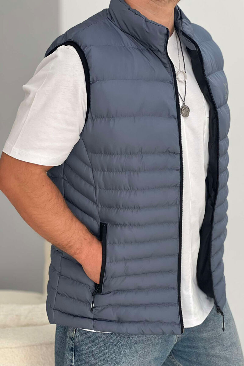 LITTLE STAMP ONE COLOR POCKET MEN VEST GREY/GRI - 2