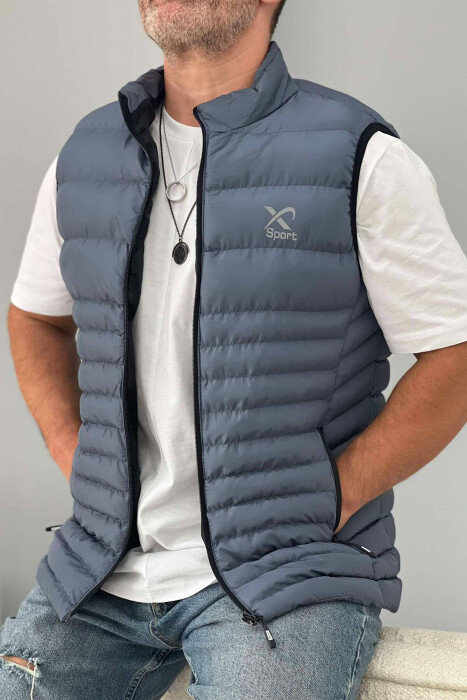 LITTLE STAMP ONE COLOR POCKET MEN VEST GREY/GRI - 3