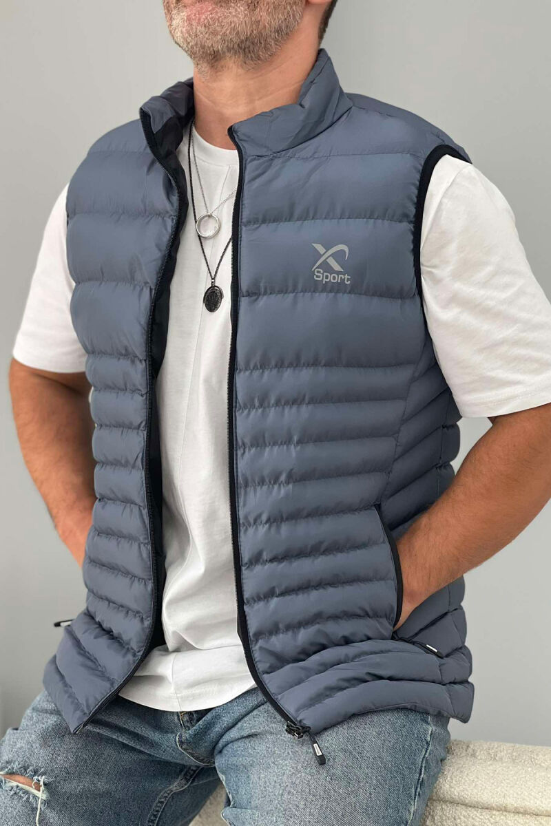 LITTLE STAMP ONE COLOR POCKET MEN VEST GREY/GRI - 3