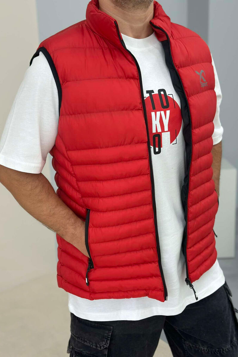 LITTLE STAMP ONE COLOR POCKET MEN VEST RED/E KUQE - 4