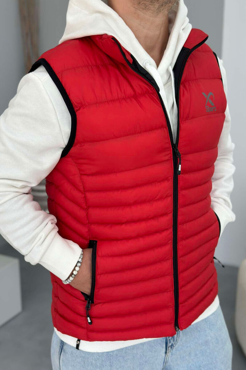 LITTLE STAMP ONE COLOR POCKET MEN VEST RED/E KUQE - 3