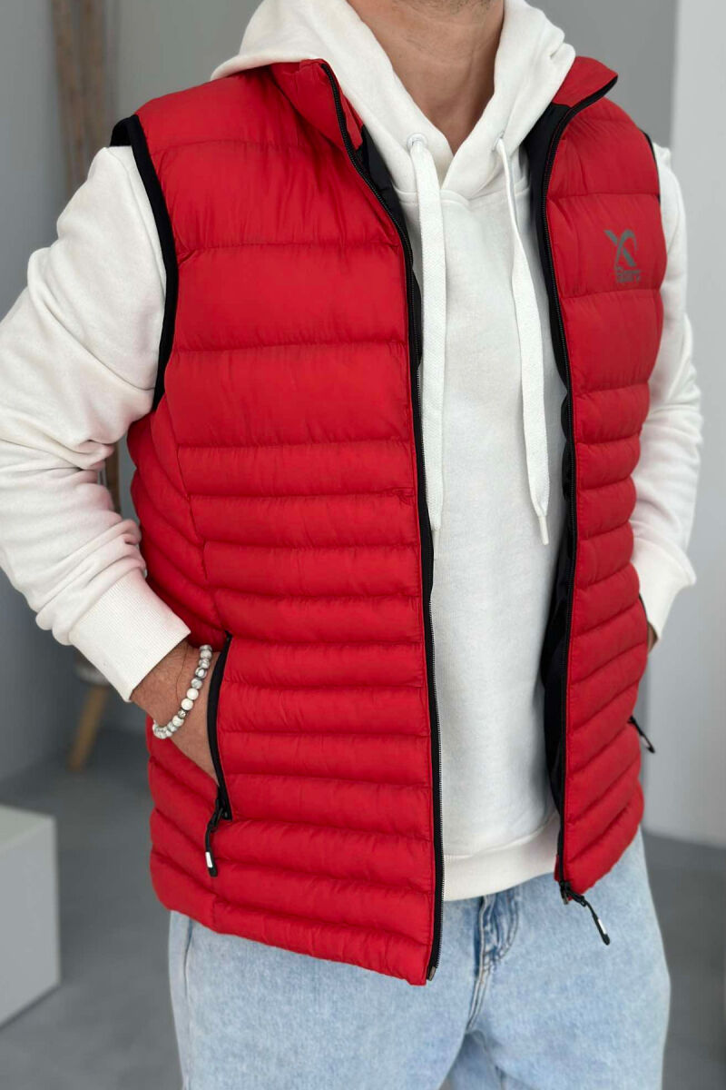 LITTLE STAMP ONE COLOR POCKET MEN VEST RED/E KUQE - 4