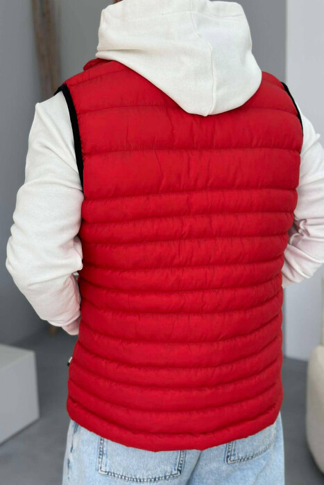 LITTLE STAMP ONE COLOR POCKET MEN VEST RED/E KUQE - 5