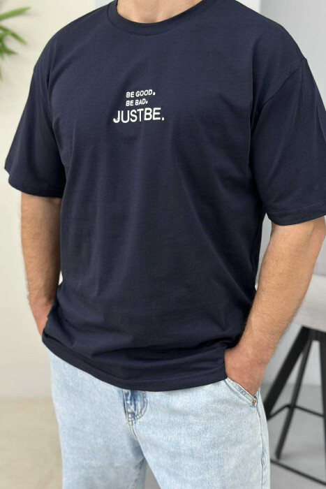 LITTLE WRITTING MEN T-SHIRT DARK BLUE/BEE - 2