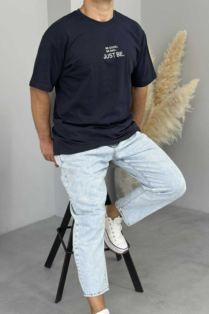 LITTLE WRITTING MEN T-SHIRT DARK BLUE/BEE - 4